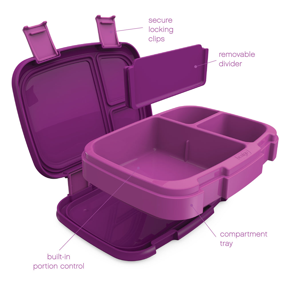 Bentgo Fresh Leakproof Versatile 4 Compartment Bento-style Lunch Box With  Removable Divider - Purple : Target