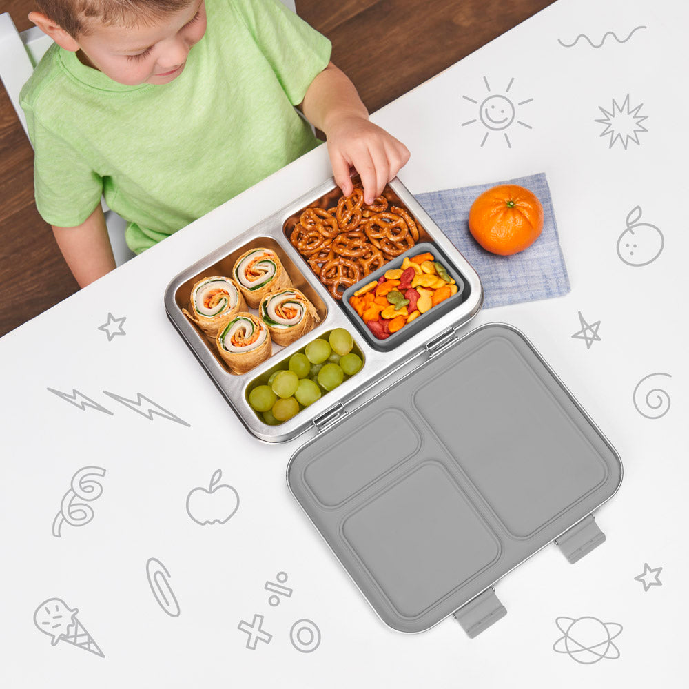  Sistema Bento Box Lunch Box with 3 Compartments, 2 Removable  Trays, and Salad Dressing Container, Dishwasher Safe, Color May Vary: Home  & Kitchen