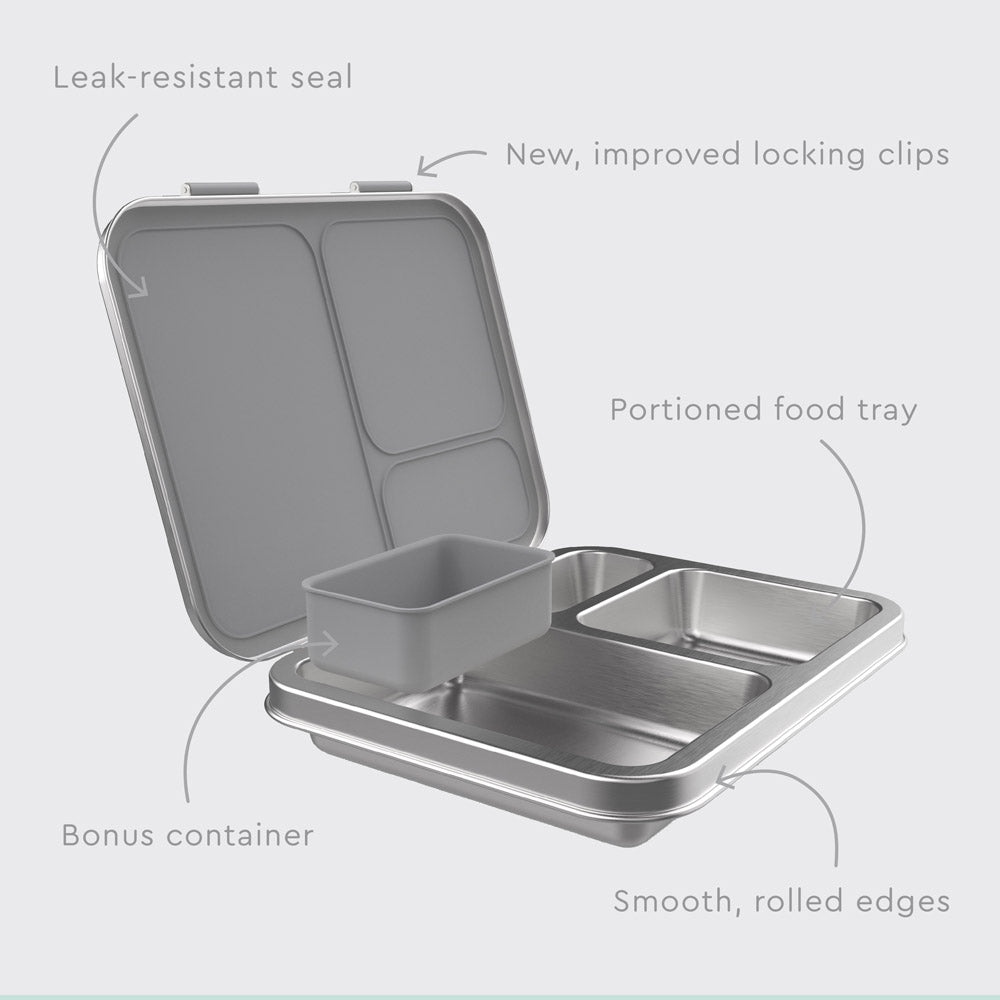 Lecone Stainless Steel Bento Box 5 Compartments Big Kids Lunch Box Lar