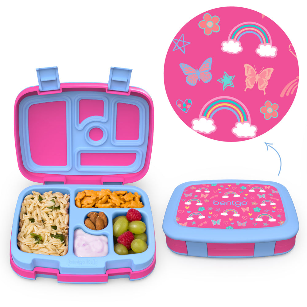 Bentgo Kids Prints Lunch Box & Bag - Rainbows and Butterflies