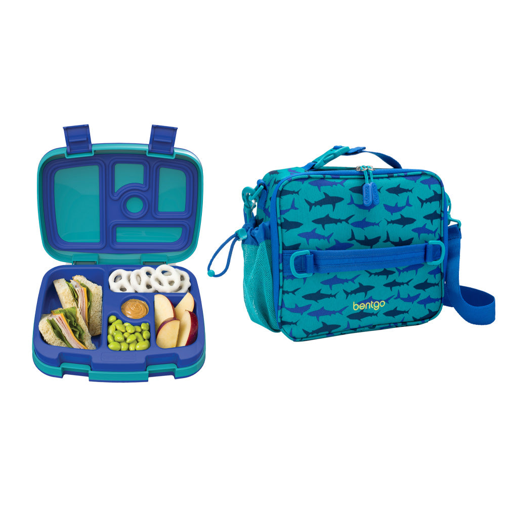 Bentgo Kids Prints Lunch Box & Water Bottle | Lunch Kit Sharks