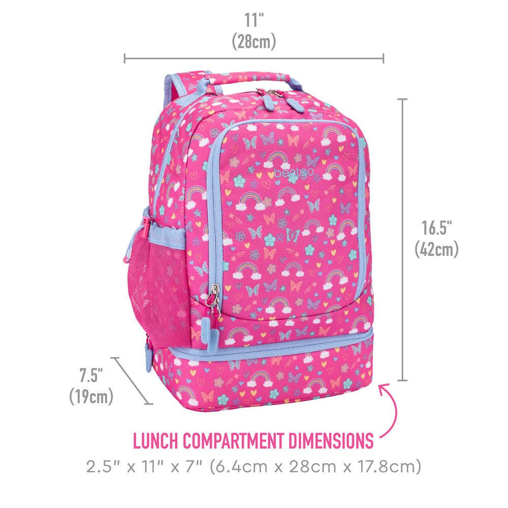 Bentgo Kids Prints Lunch Box & Backpack - Rainbows and Butterflies