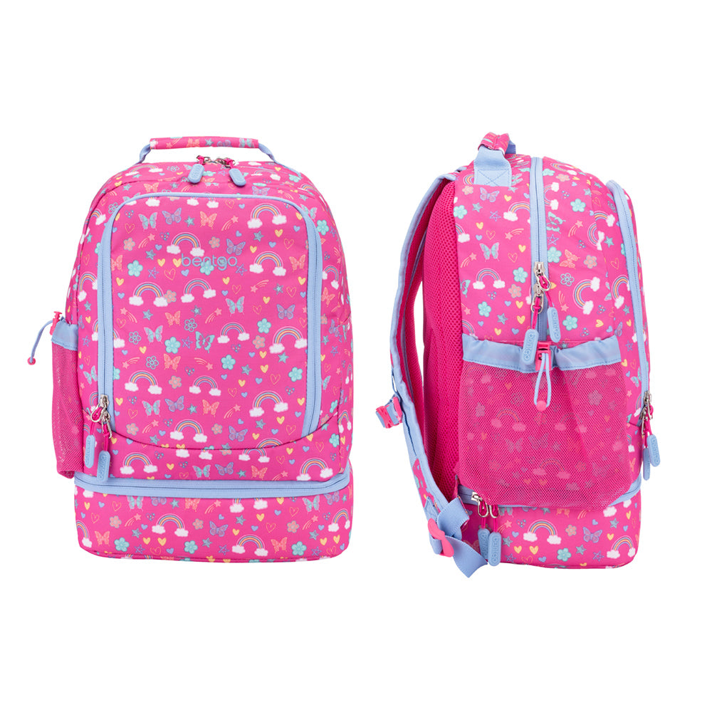 Bentgo Kids Prints Lunch Box & Backpack - Rainbows and Butterflies