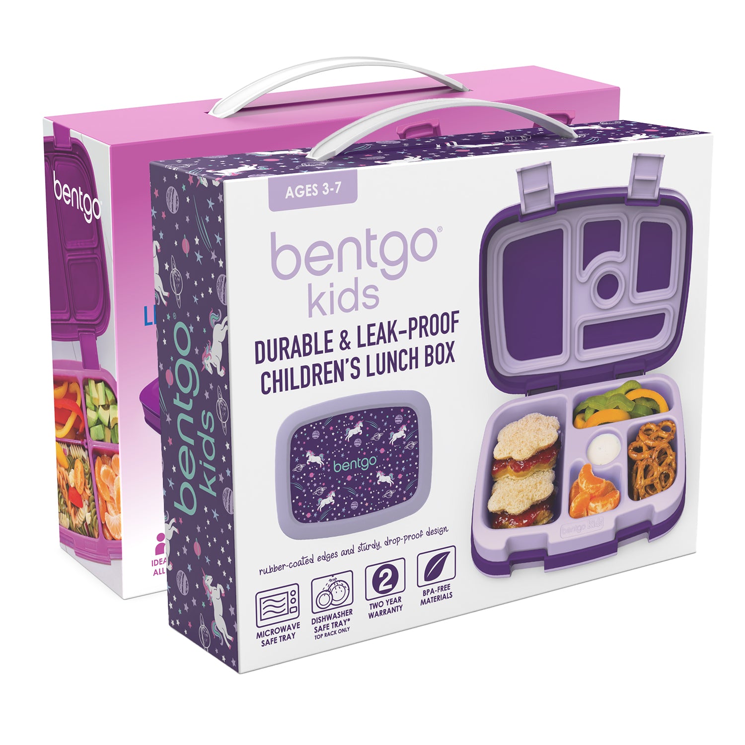 Bentgo - Kids Prints Lunchbox Mermaid + Kids Snack Lunchbox Purple