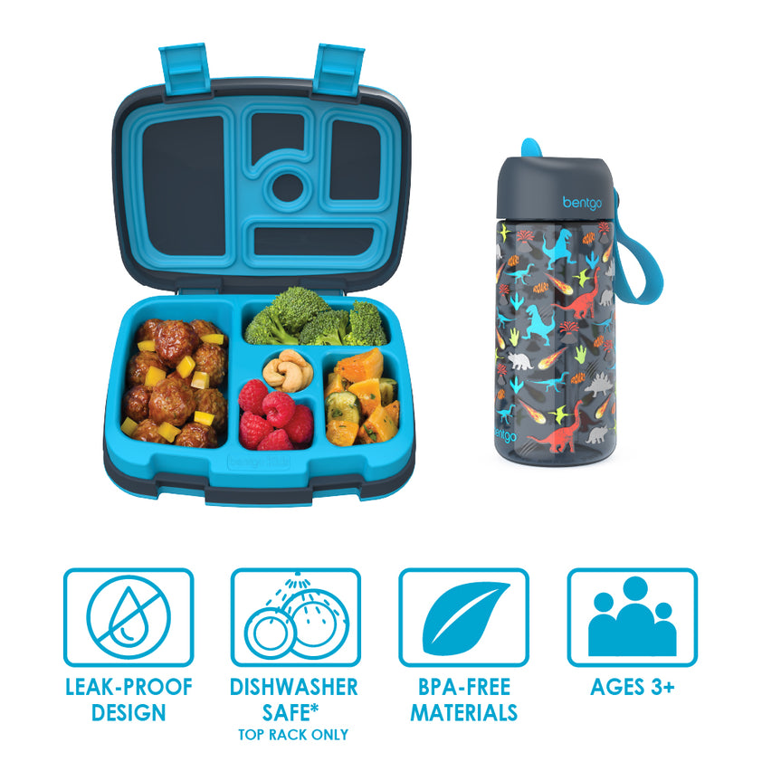 Bentgo® Kids Prints Lunch Boxes & Water Bottles Lunch Set