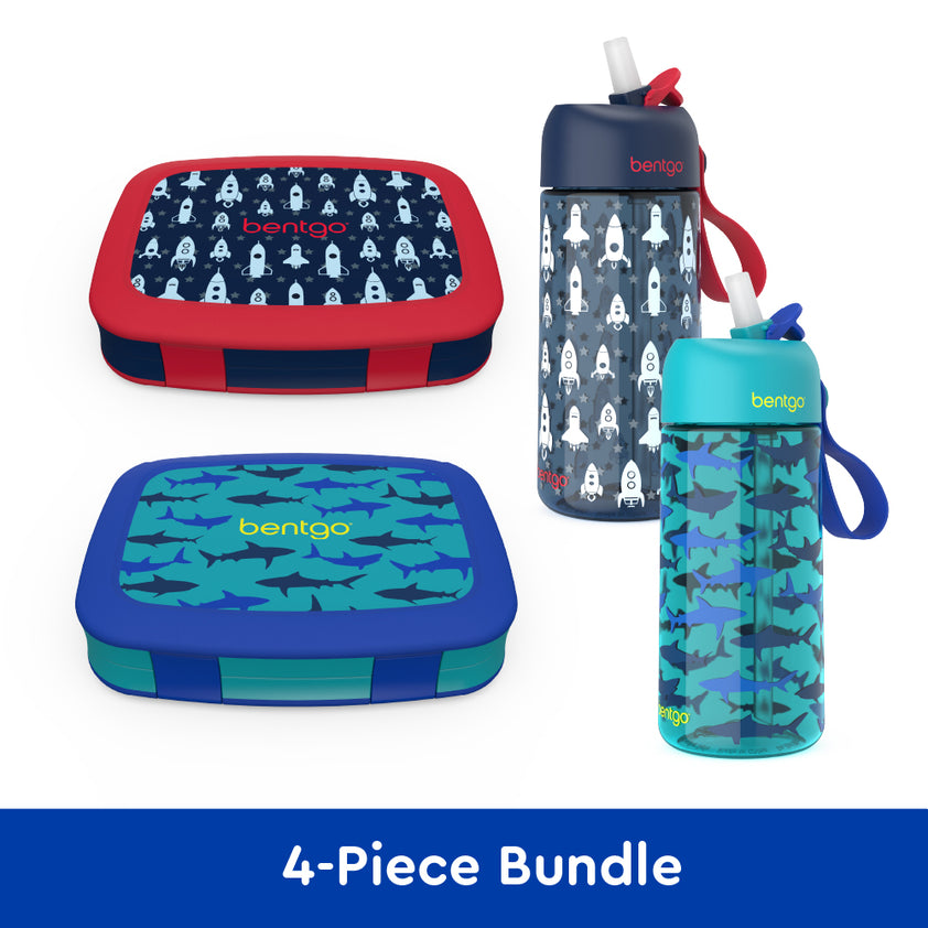 Bentgo® Kids Prints Lunch Boxes & Water Bottles | Lunch Set