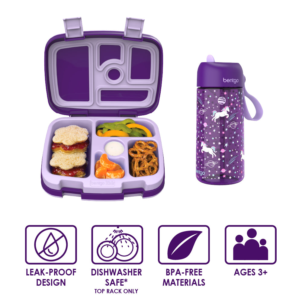 Bentgo Kids Prints Lunch Box & Water Bottle | Lunch Kit Unicorn