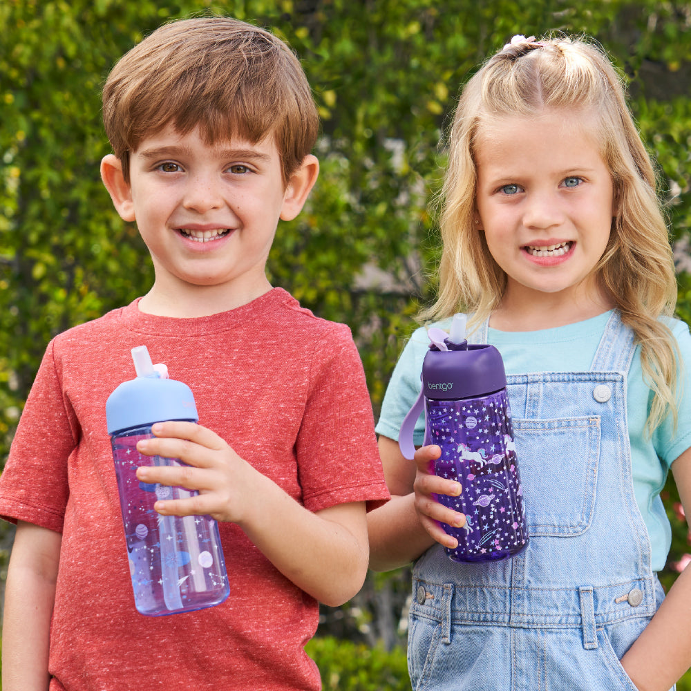 Bentgo Kids Prints Lunch Boxes & Water Bottles - Unicorn/Lavender Galaxy